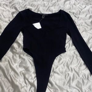 Black low cut body suit